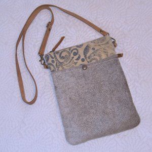 Myra Bag Leather and Canvas/Faux Fur Crossbody Bag